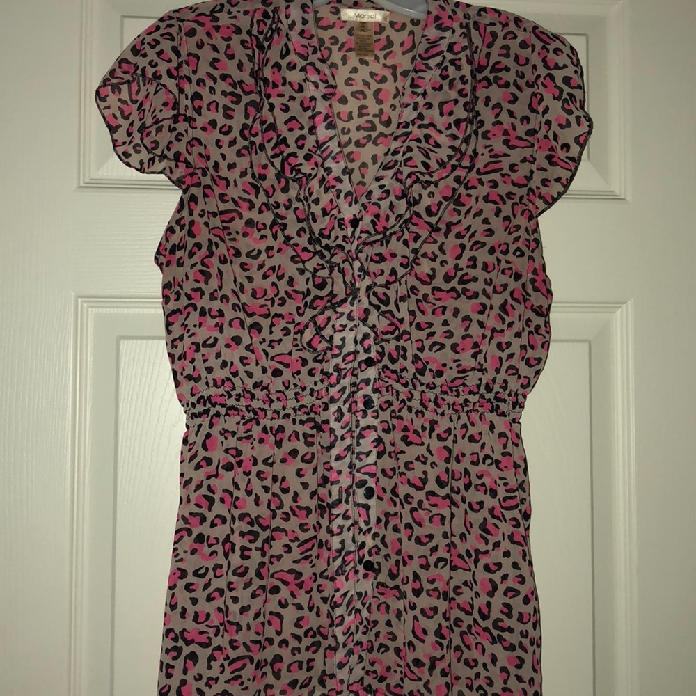 Pink & Brown Leopard blouse